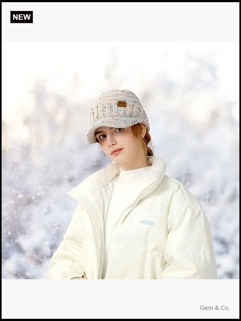 Women's Knit Beanie Hat with Visor - Warm Stretch Winter Hat